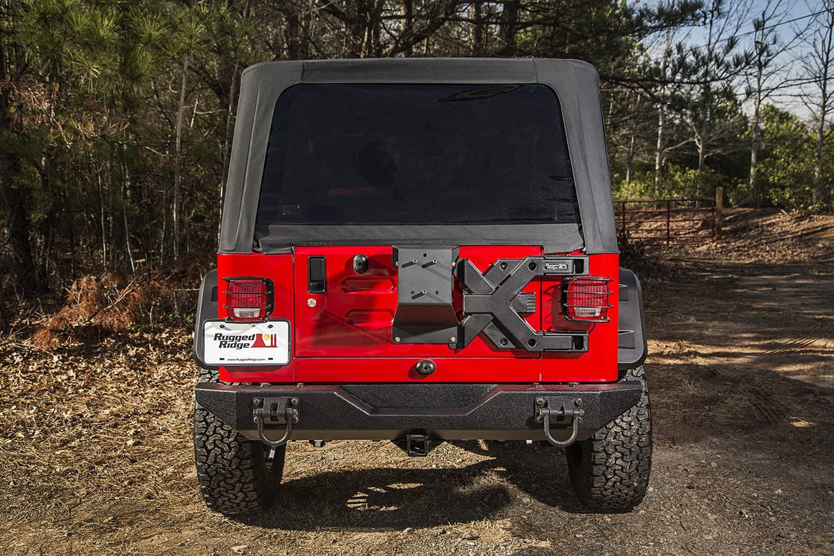 RUGGED RIDGE 11546.62 Rugged Ridge Spartacus Tire Carrier Wheel Mount | Black, Heavy Duty | 11546.62 | Fits 1987-2006 Jeep Wrangler YJ/TJ