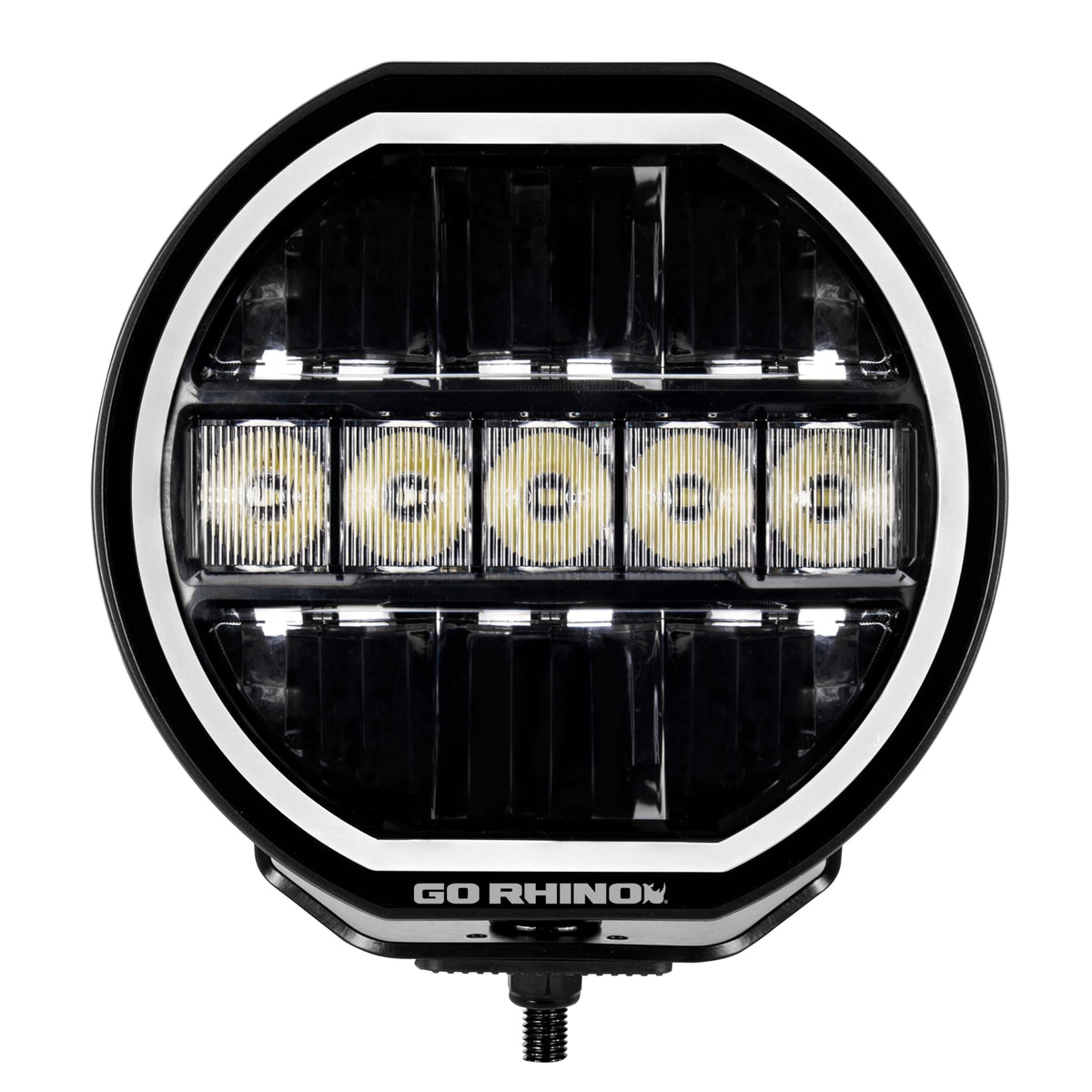 GO RHINO 751080711CRS Go Rhino Xplor Lighting: Blackout Series 7" Maxline Hi/Low Beam w/ Multi Daytime Running Light | Surface Mount ( Threaded Stud Mount), Aluminum, Black | 751080711CRS