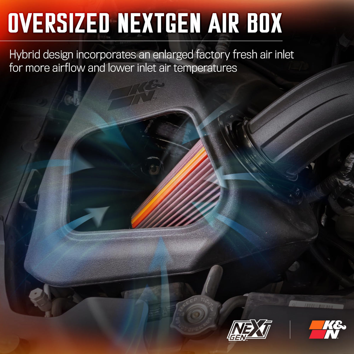 K&N FILTER 50-1578 K&N NextGen Cold Air Intake System: High-Flow Cotton Filter: Compatible with 2019-2026 RAM 1500; 50-1578