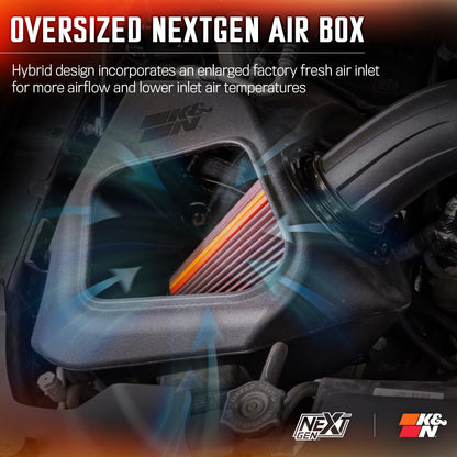 K&N FILTER 50-1578 K&N NextGen Cold Air Intake System: High-Flow Cotton Filter: Compatible with 2019-2026 RAM 1500; 50-1578