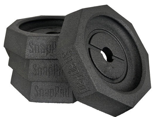 SNAPPAD PRSP4 SnapPad Prime (4-Pack) | Four-Point RV Leveling Blocks Featuring 10" Round Jack Feet | Adds 316% Additional Surface Area, 8.9 lbs. Per Pad & 13.25" Width | Must-Have Camper Leveling Blocks