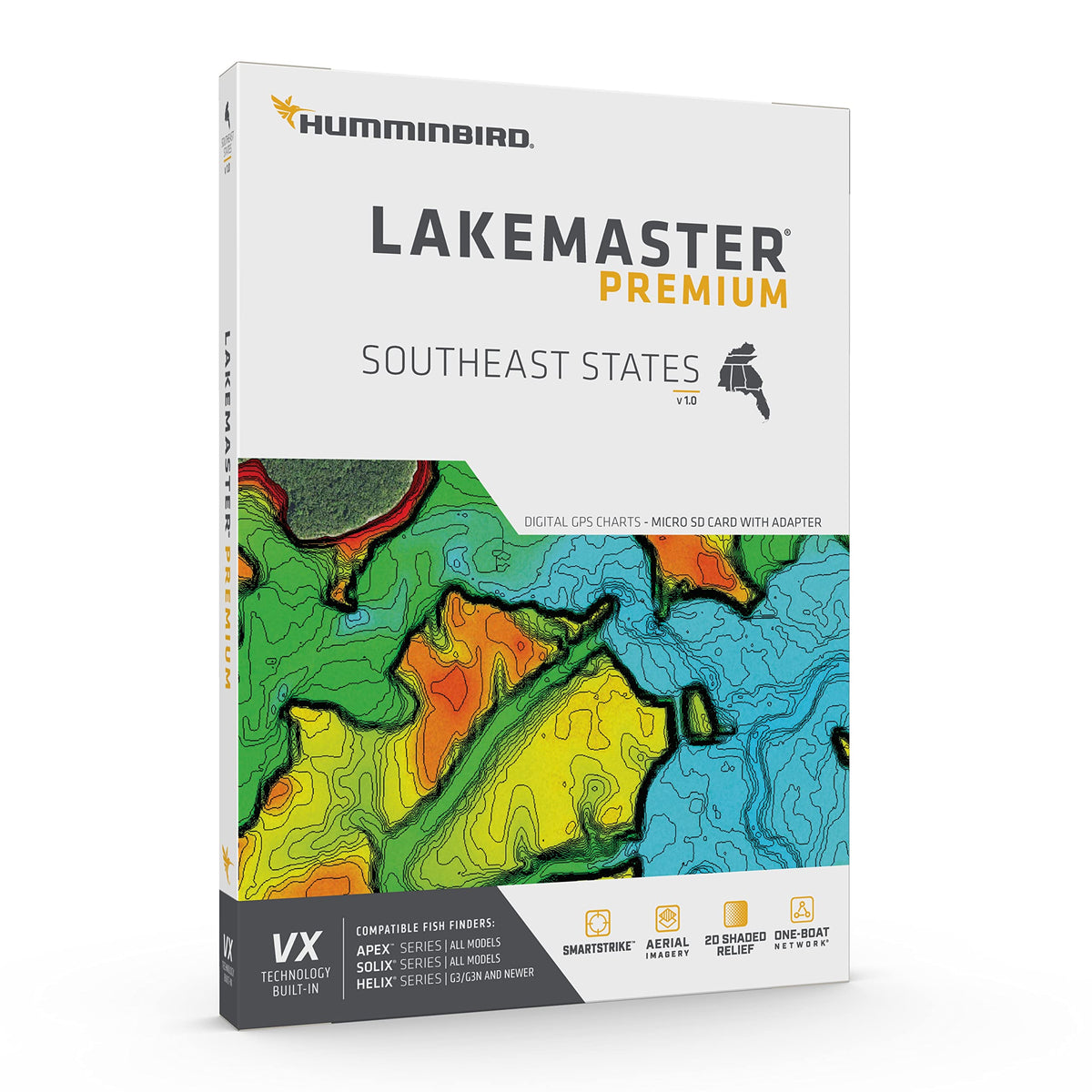 HUMMINBIRD 602008-1 Humminbird LakeMaster Premium Southeast States V1 Map SD Card for Fish Finders