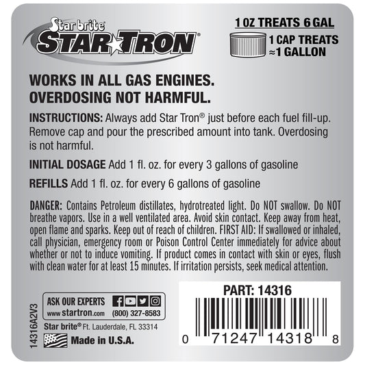 STAR BRITE 14316 Star Tron Enzyme Fuel Treatment - Gas, Stabilizes Old Gasoline