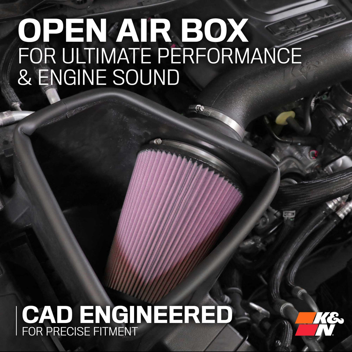 K&N FILTER 63-1578 K&N Cold Air Intake System: High-Flow Air Filter, Increase Performance & Towing: Compatible with 2019-2026 RAM 1500, 63-1578