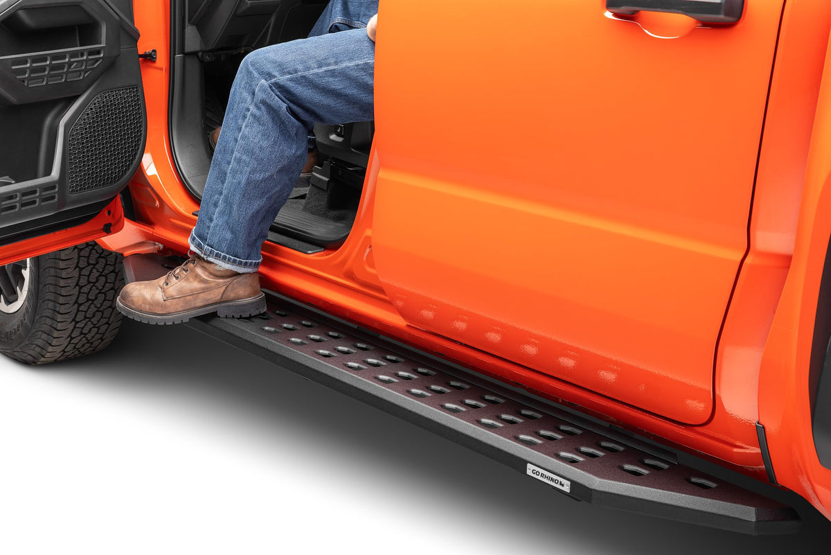 GO RHINO 69443280PC Go Rhino RB20 Running Boards & Brackets | Cab Length, Galvanized Steel, Textured Black | 69443280PC | Fits 2024 Toyota Tacoma Double Cab