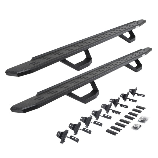 GO RHINO 6965168720T Go Rhino RB30 Running Boards, Brackets, & 2 Pair of Drop Steps | Galvanized Steel, Protective Bedliner Coating | 6965168720T | Fits 2020-2024 Jeep Gladiator, 4-Door