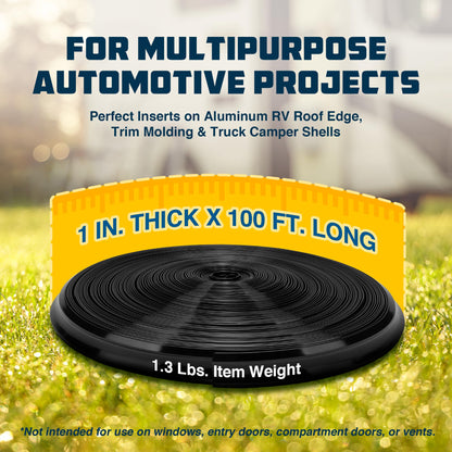 CAMCO 25212 Camco 25212 Vinyl Trim Insert (1" x 100', Black)