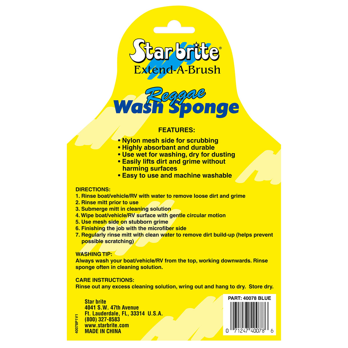 STAR BRITE 040078 STAR BRITE Microfiber Reggae Sponge, Blue, Dual-Sided Scrubbing & Dusting