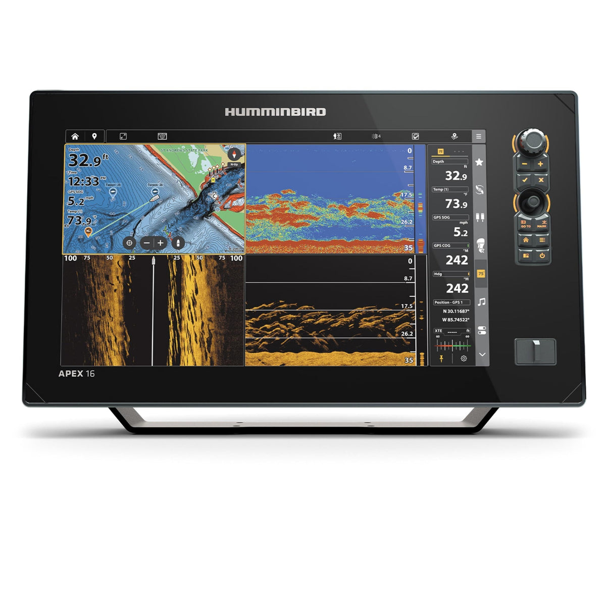 HUMMINBIRD 411500-1VXCHO Humminbird APEX 16 VX CHO GPS Fish Finder with LakeMaster and CoastMaster VX Maps and MEGA Side Imaging+ (Control Head Only)