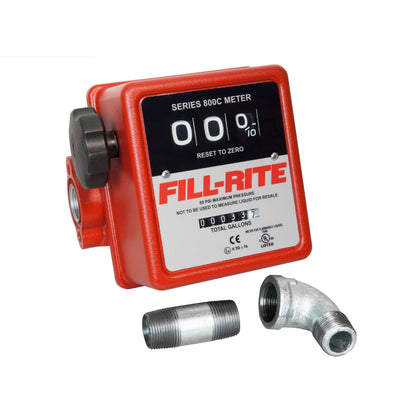 FILL RITE 807CMK Fill-Rite 807CMK 3 Wheel Mechanical 3/4" 5 to 20 GPM Fuel Transfer Meter w/Mounting Kit For 1200, 2400, 600, & 700 Series Pumps