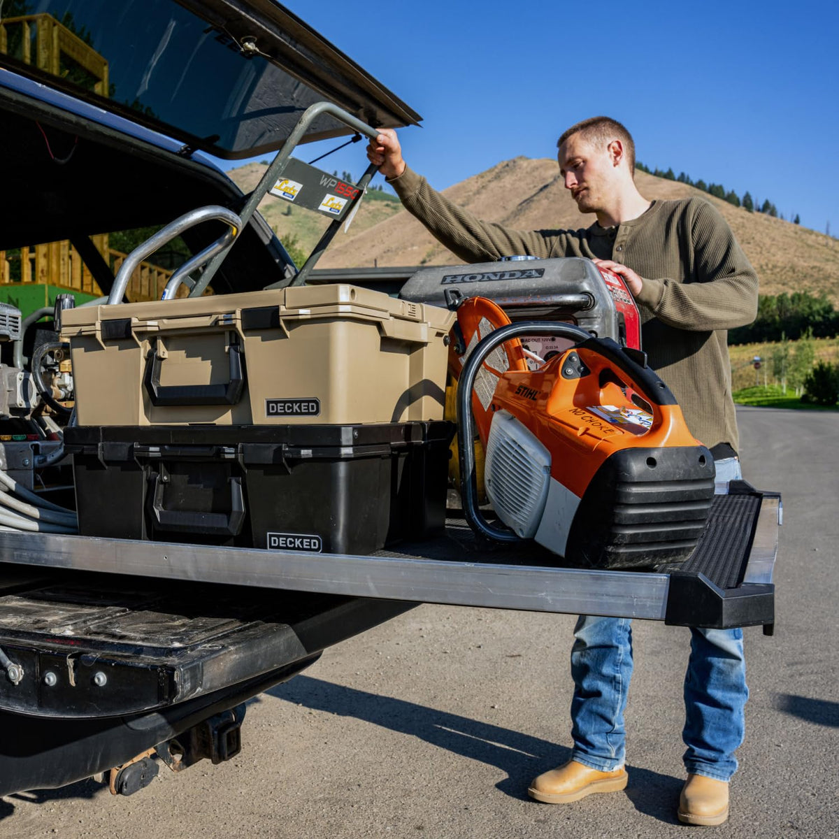 Decked DCG2200XL-6348 CargoGlide XL Truck Bed Slide – 2200 lb Capacity, 100% Extension – Heavy-Duty Pickup Cargo Slide for Easy Bed Access – Compatible with CargoGlide 2200XL / 100% / 48" W / 63" L for Fullsize - Short
