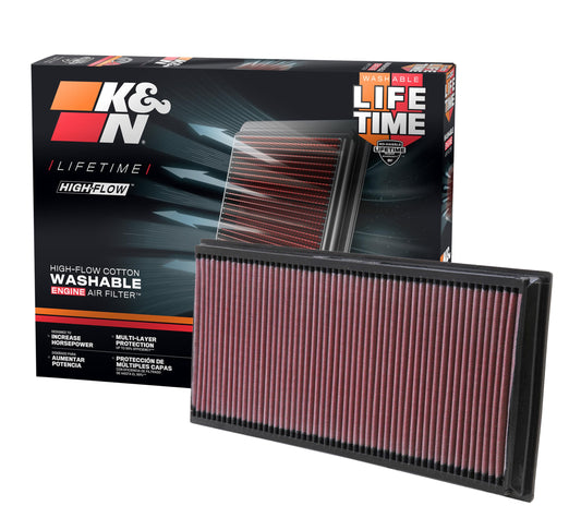 K&N FILTER 33-2857 K&N High-Flow Original Lifetime Engine Air Filter: Increase Power:Premium, Washable: Compatible with 2002-2019 Audi/Land Rover/Porsche/Volkswagen: Q7, TT, Range Rover, Canyenne, Jetta, Touareg,33-2857