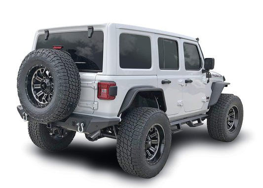 TRAILFX JL06T Rear Bumper Fits Jeep Wrangler JL 2018–2025 One-Piece Textured Black Steel Bumper, Direct-Fit, 2 Inch Receiver, D-Ring Mounts & D-Rings, License Plate Bracket TrailFX JL06T