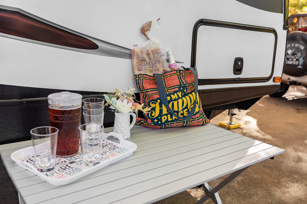CAMCO 53486 Camco Life is Better at the Campsite Melamine RV Serving Tray - Features Camping/RV Themed Design - Great for Kitchen Prep, Picnics, Grilling, and More - Serving Platter is Dishwasher Safe (53486)
