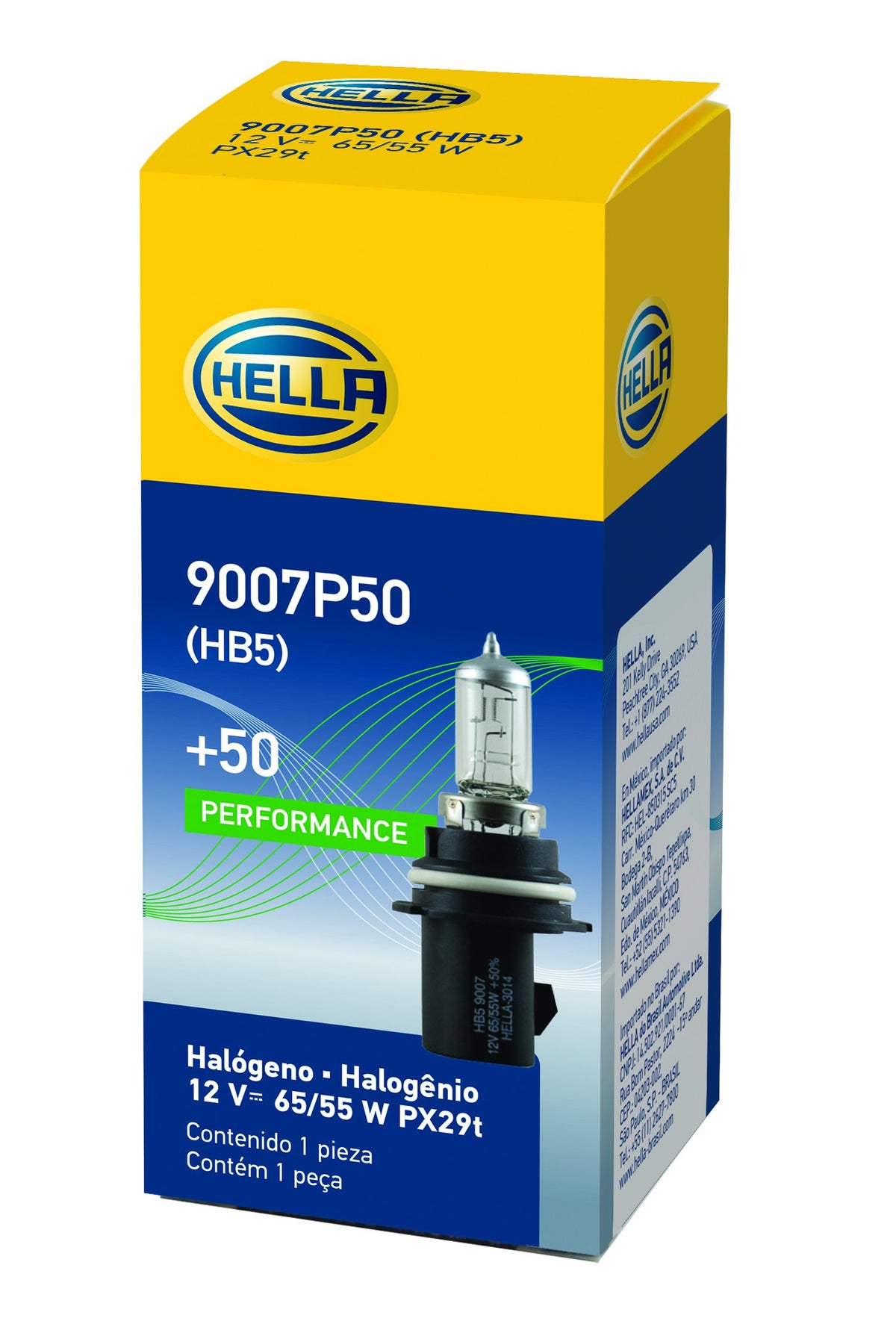 Hella 9007P50 +50 Performance Bulb, 12V, 65/55W