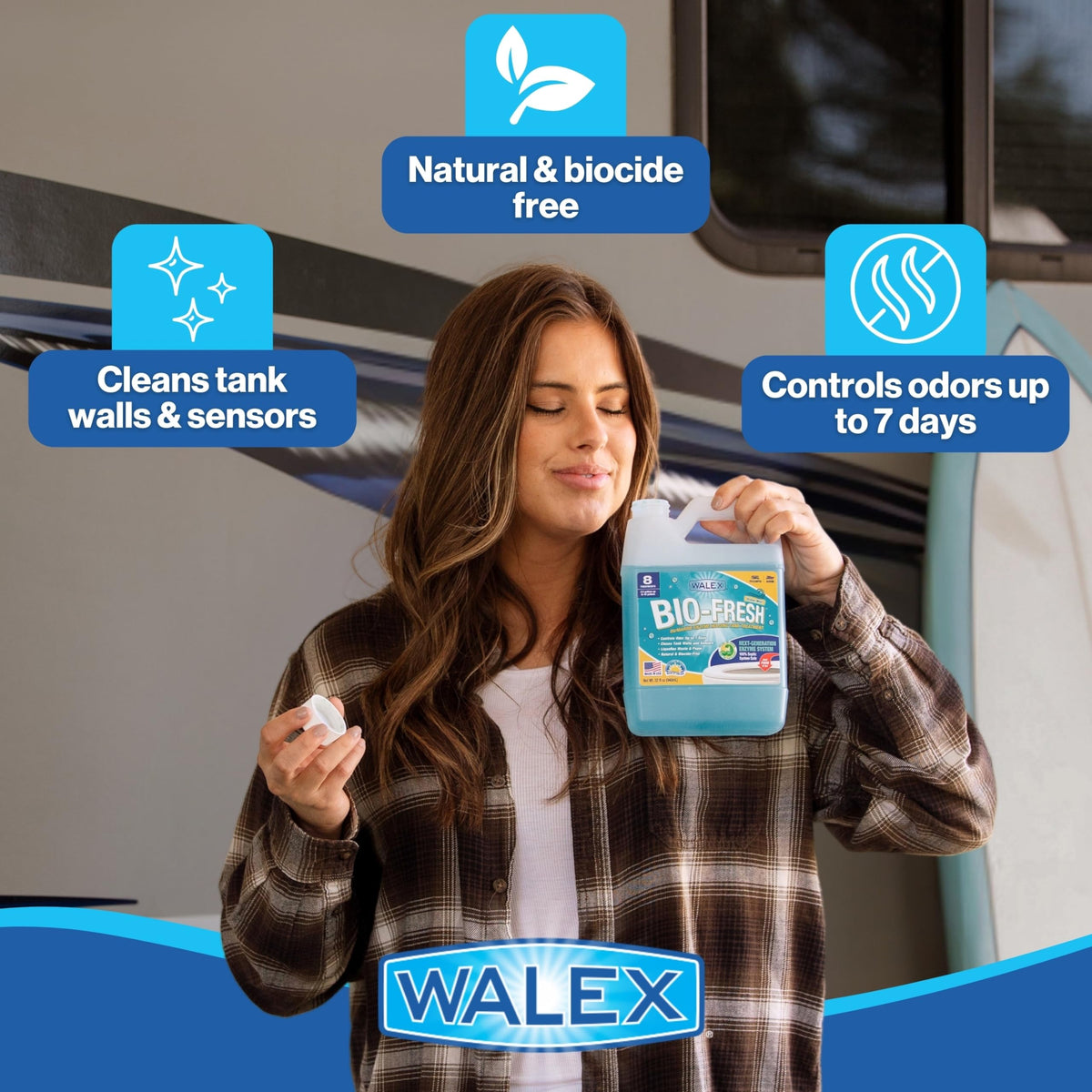 WALEX BIOFROM1G Walex Bio-Fresh Liquid RV Black Tank Treatment - Ocean Mist, 1-Gal