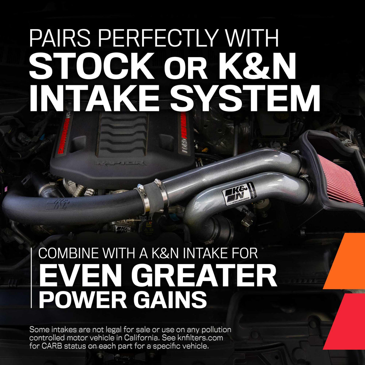 K&N FILTER 63-2623 K&N Cold Air Intake System: High-Flow Air-Filter, Increase Performance & Horsepower: Compatible with 2017-2020 FORD F150; 2017-2020 FORD F150 Raptor, 63-2623