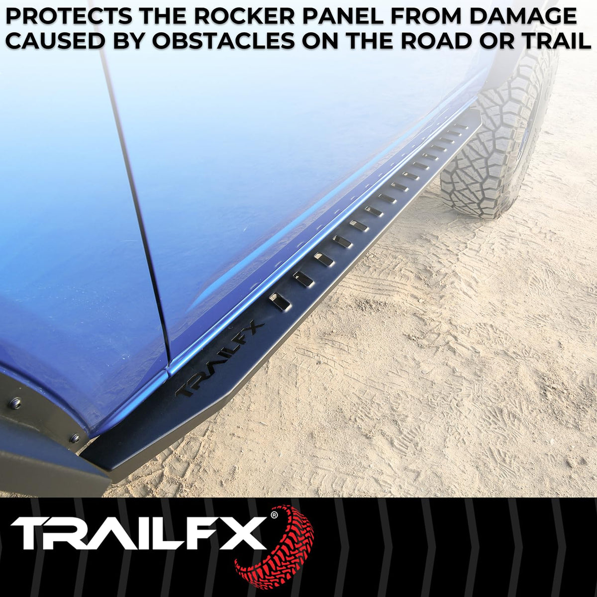 TRAILFX ORB011 TrailFX Overland Running Boards Fits Fits 2024-2025 Toyota Tacoma Double Cab Powder Coated Matte Black Steel Tube Style Bolt-On Frame Mount Dual Step Areas Set of 2 Nerf Bars TrailFX ORB011