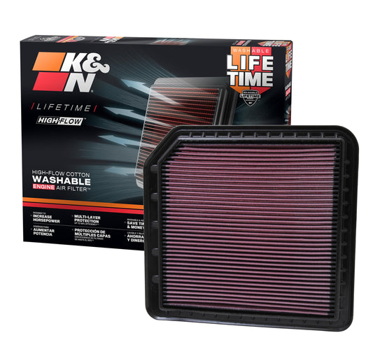 K&N FILTER 33-2456 K&N High-Flow Original Lifetime Engine Air Filter: Increase Power: Premium, Washable: Compatible with 2010-2024 Infiniti/Nissan: QX56, QX80, Armada, Patrol, 33-2456