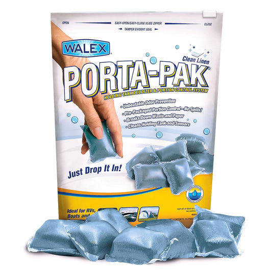 WALEX PPRV10CLEAN Walex Porta-Pak RV Toilet Treatment Drop-Ins - Clean Linen, 10-Pack