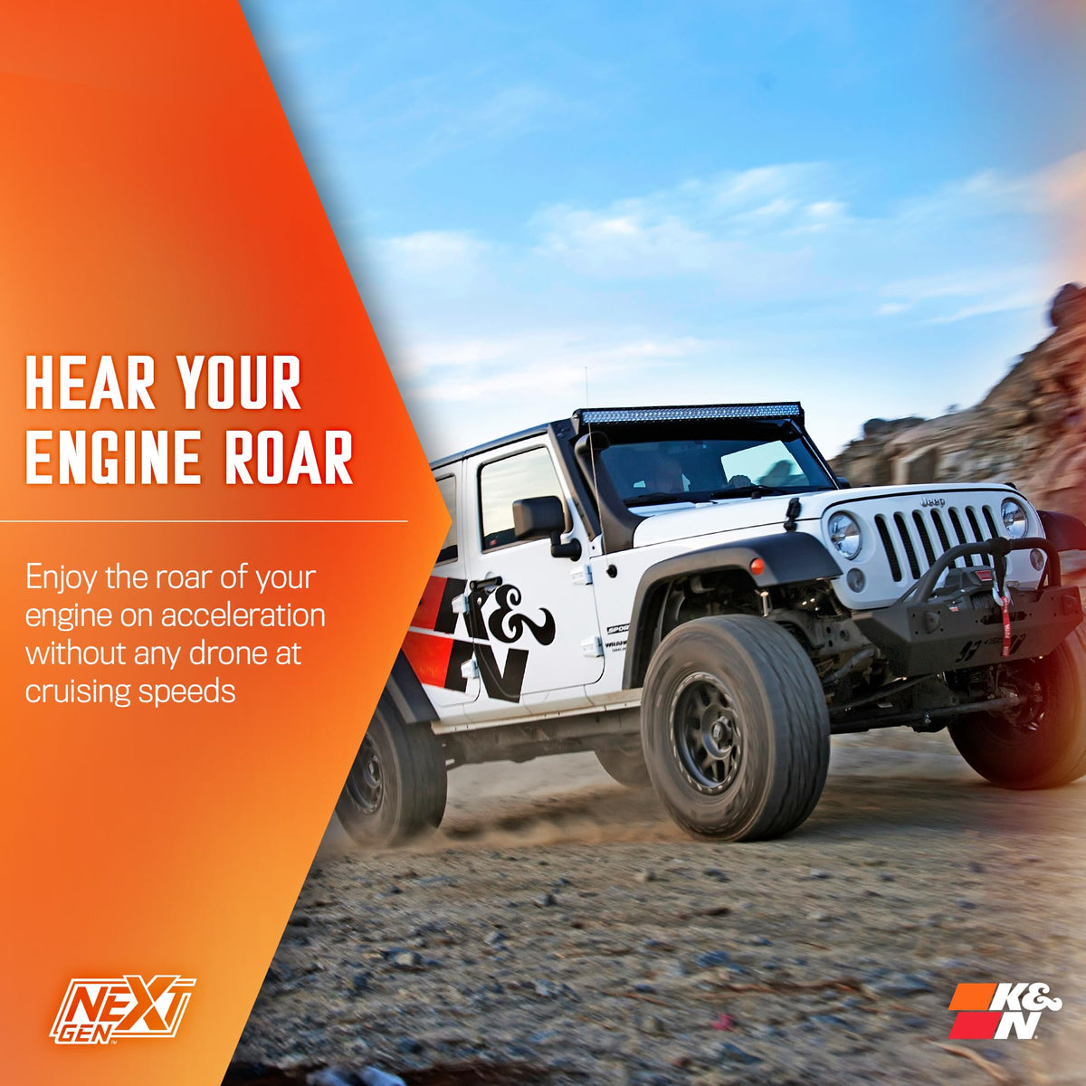 K&N FILTER 50-1566 K&N NextGen Cold Air Intake System: High-Flow Cotton Filter: Compatible with 2012-2018 JEEP: Wrangler, Wrangler JK, 50-1566