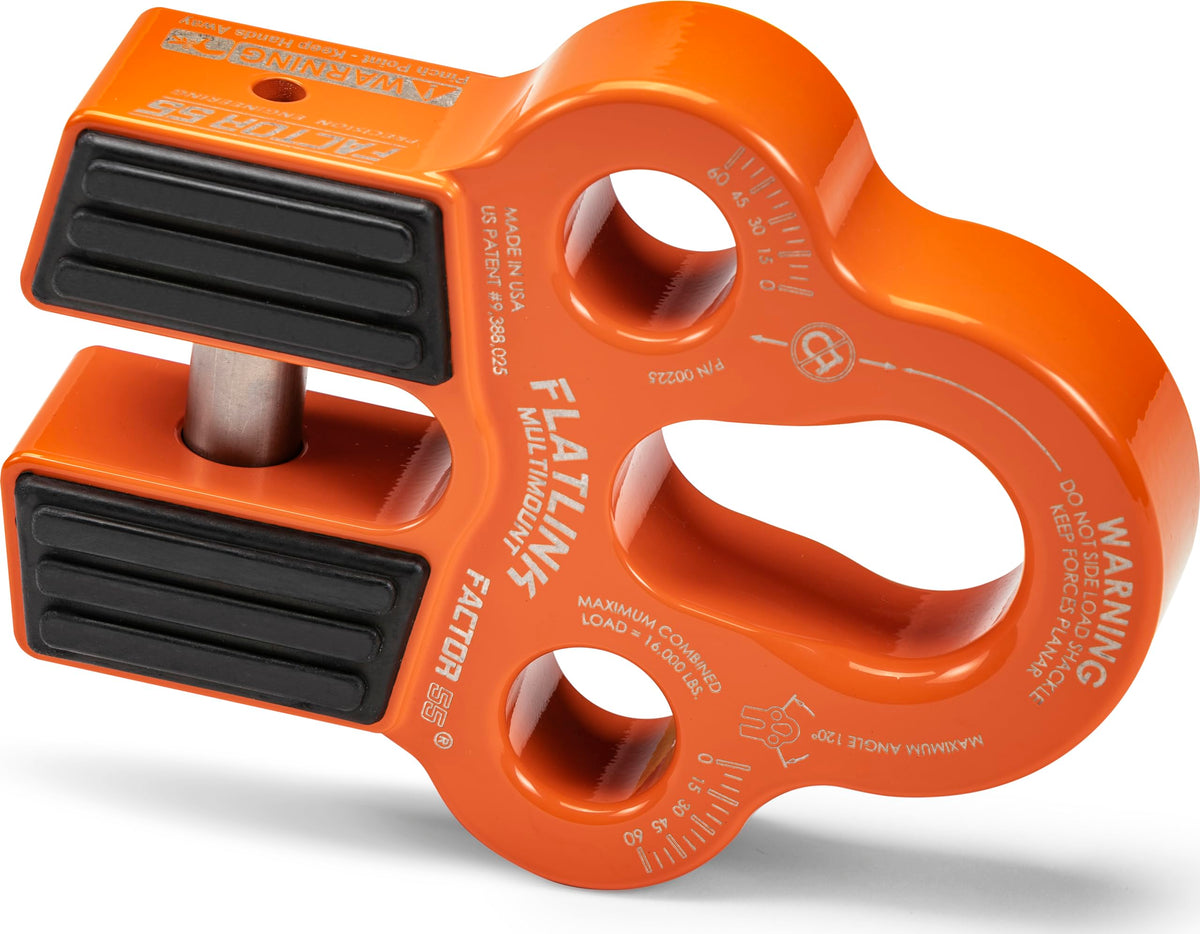 FACTOR 55 00225-07 Factor 55 Flatlink Multi-Mount Winch Cable Shackle Mount, Designed for Steel Cables and Synthetic Winch Ropes with Load Capacity: 16,000 lbs - Orange