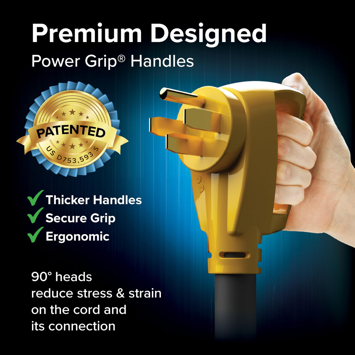 CAMCO 55195 Camco Power Grip 30-Ft 50-Amp RV Extension Cord -Rated for 125/250V/12,500W