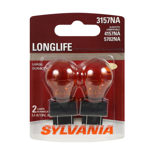 SYLVANIA 3157NALL.BP2 SYLVANIA 3157NA Long Life Amber Mini Bulb, Park & Turn Light, 2 Bulbs