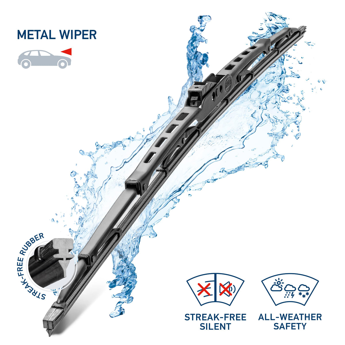 HELLA 858083821 Hella OE Quality 19 inch/21 Inch All Seasons Streak-Free Rubber Standard Wiper Blade (2 Blades) fit select Fiat Honda Hyundai Infiniti Kia Mazda Nissan Subaru Toyota Volkswagen / 9XW398114019/21