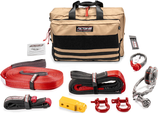 FACTOR 55 00475-03-LARGE Factor 55 Sawtooh Winch and Tow Recovery Kit for Trucks, Jeeps, and SUVs, with Yellow Hitchlink and Large Bag