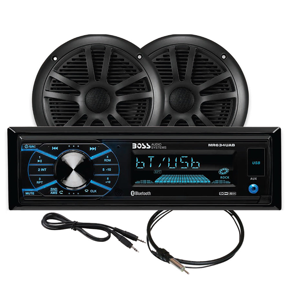 Boss Audio MCBK634B.6 Boss Audio MCBK634B.6 Marine Stereo &amp; 6.5" Speaker Kit - Black