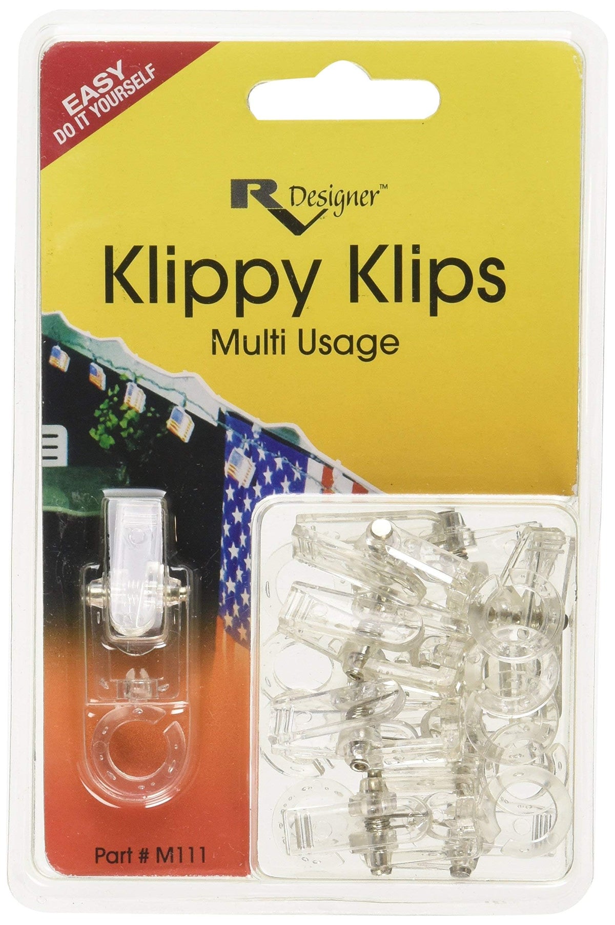 RV DESIGNER M111 RV Designer M111, Klippy Klips Awning Clips, Light Hangars, 10 Per Pack,Clear