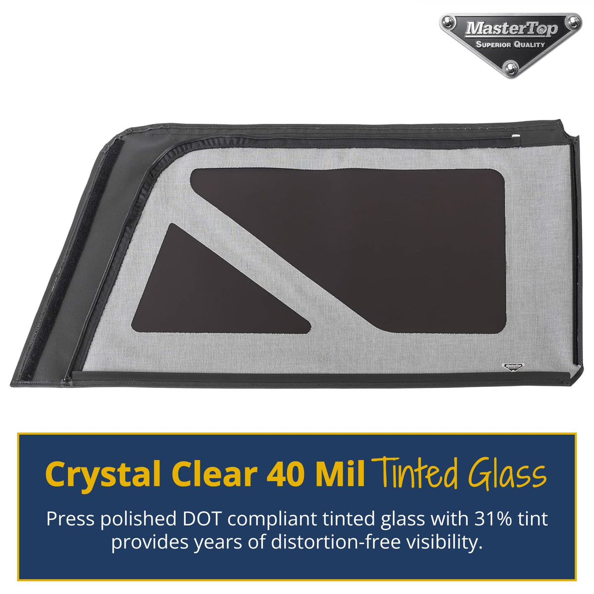 MASTERTOP 16011835 MasterTop Soft Top Replacement Quarter Window, Driver Side - Fits Jeep Wrangler JK 2007-2018 - Compatible with Mopar Factory Soft Tops (Fits 07-18 2-Door, Black Diamond)