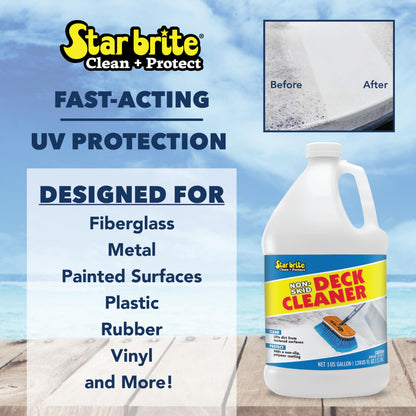 STAR BRITE 085900N STAR BRITE Non-Skid Deck Cleaner & Protectant - Ultimate Boat Deck Wash - Protects Against Future Stains & UV - Ideal for Fiberglass, Vinyl, Plastic & Painted Surfaces -1 Gallon (085900)