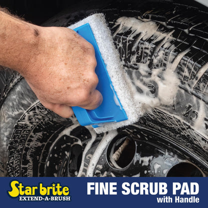 STAR BRITE 040129 STAR BRITE Fine White Scrub Pad with Interchangeable Handle