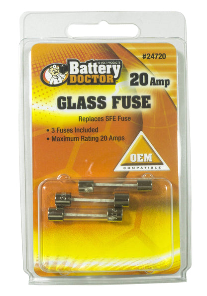 WIRTHCO 24720 Battery Doctor by WirthCo, SFE Glass Fuse, 20 Amp, SFE Replacement Cartridge Fuse, Retail Pack (24720)