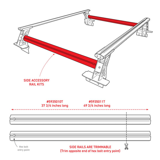 GO RHINO 5935015T Go Rhino Cross Bars - Bed Rail Kit for Full/Mid Sized Trucks w/Tonneau Cover T-Tracks | Mild Steel, Textured Black | 5935015T | Fits Full & Mid Sized Trucks w/Tonneau Cover T-Tracks