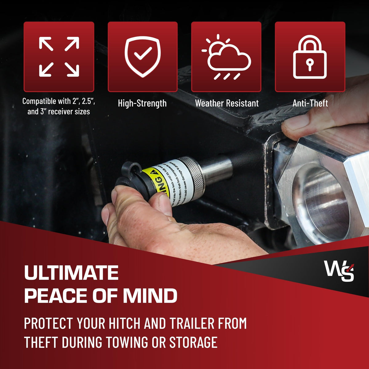 WEIGH SAFE WS05 Weigh Safe Hitch Locking Pin - Stainless Steel Towing Accessory - Fits 2", 2.5" & 3" Receivers - Features a Dust Cover
