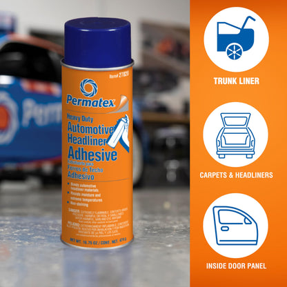 PERMATEX 27828 Permatex 27828 Body Shop Heavy Duty Headliner and Carpet Adhesive, 16.75 oz Aerosol Can