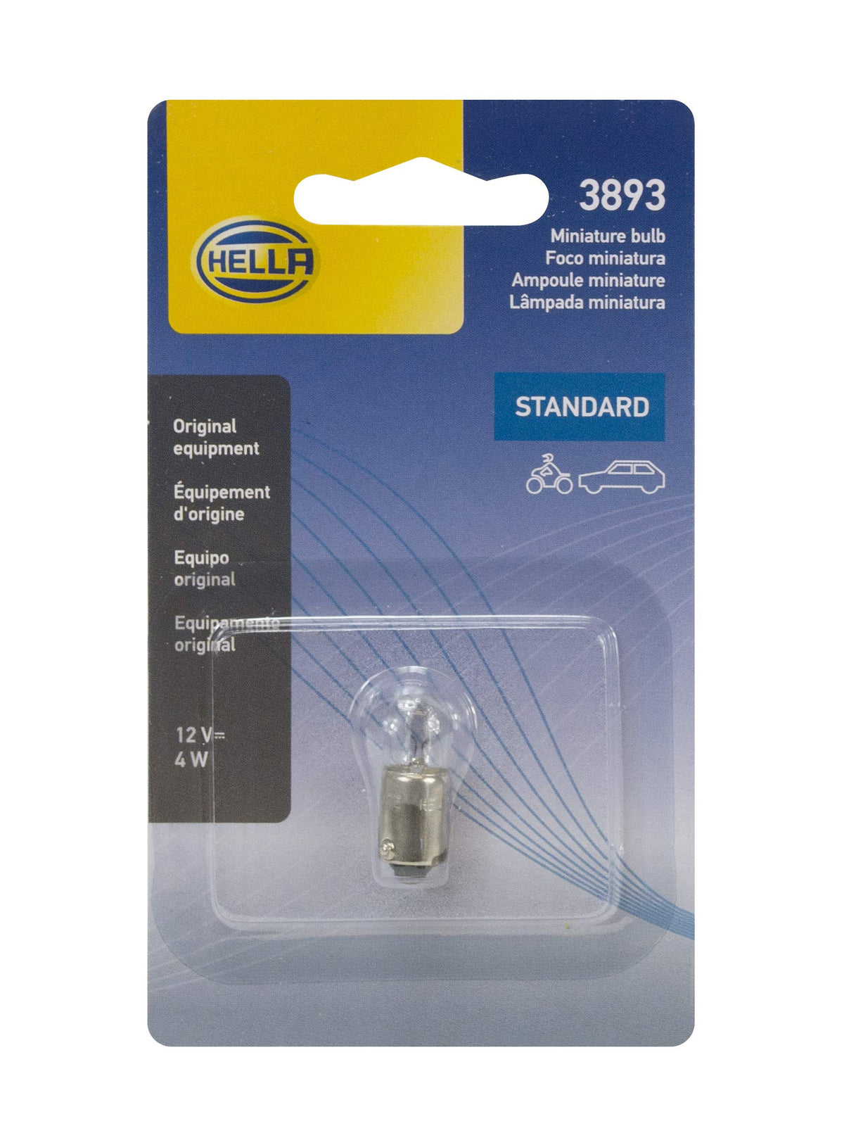 Hella 3893SB Bulb 3893 12V 4W Ba9S T2.75, Multi