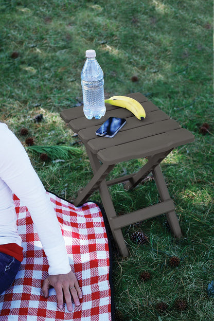 CAMCO 51881 Camco Adirondack Style Folding Plastic Large Table with Footrest Design and Easy to Setup Construction for Indoor or Outdoor Use, Charcoal