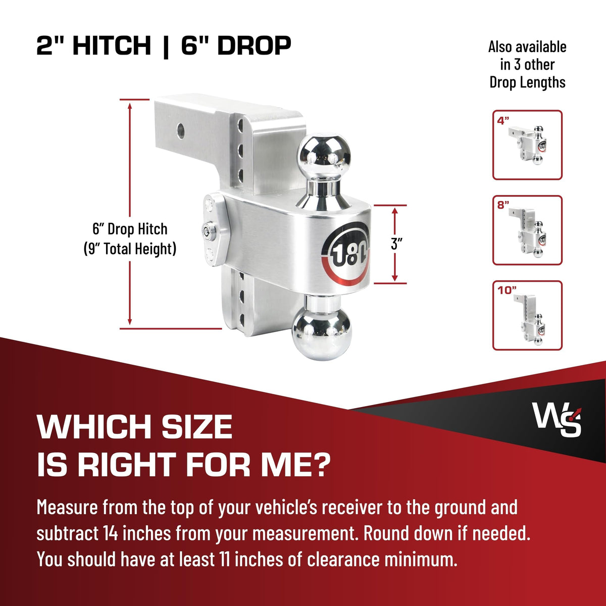 WEIGH SAFE CTB6-2.5-KA Weigh Safe Adjustable Trailer Hitch Ball Mount, 6" Adjustable Drop Hitch for 2.5" Receiver w/ 2 pc Keyed Alike Lock Set, Heavy Duty Aluminum Trailer Tow Hitch w/ Chrome Plated Tow Balls, 18,500 GTW