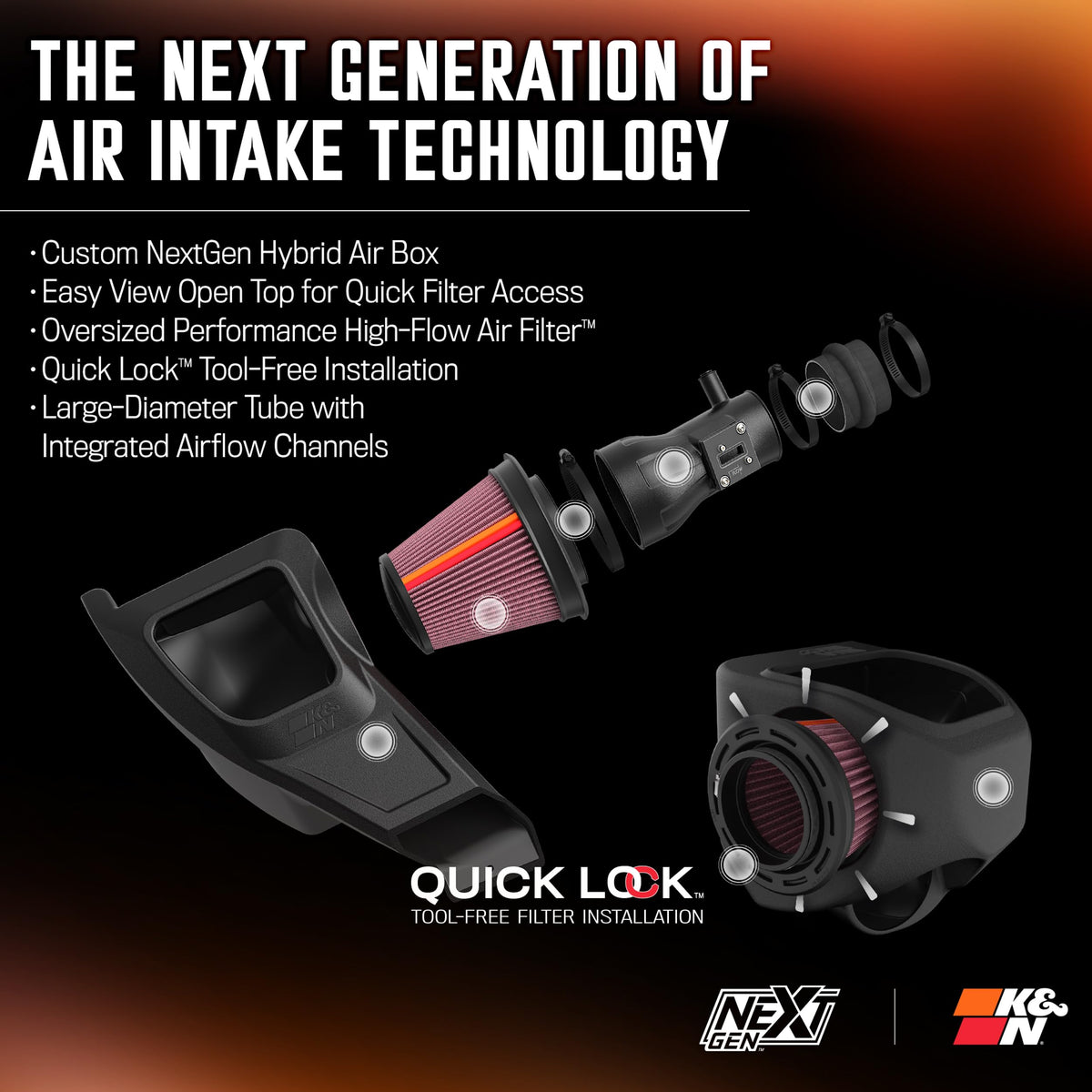 K&N FILTER 50-2631 K&N NextGen Cold Air Intake System: High-Flow Cotton Filter: Compatible with 2025-2026 FORD Bronco; 50-2631