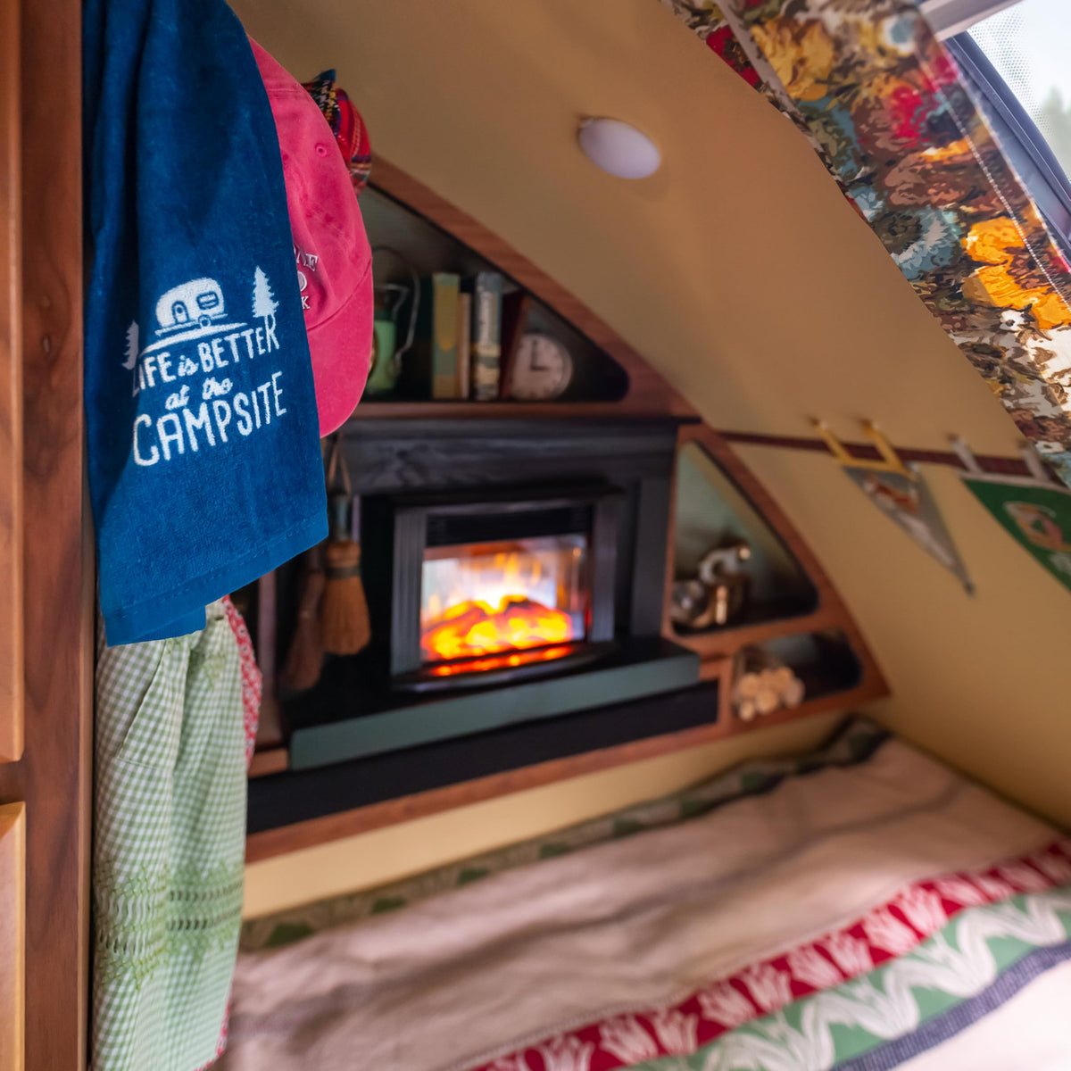 CAMCO 53301 Camco Life is Better at The Campsite Camper/RV Dish Towel Set - Features a Camping/RV Themed Towel & a Navy Blue with White Logo Towel - Designed with 100% Cotton - 2-Pack (53301)