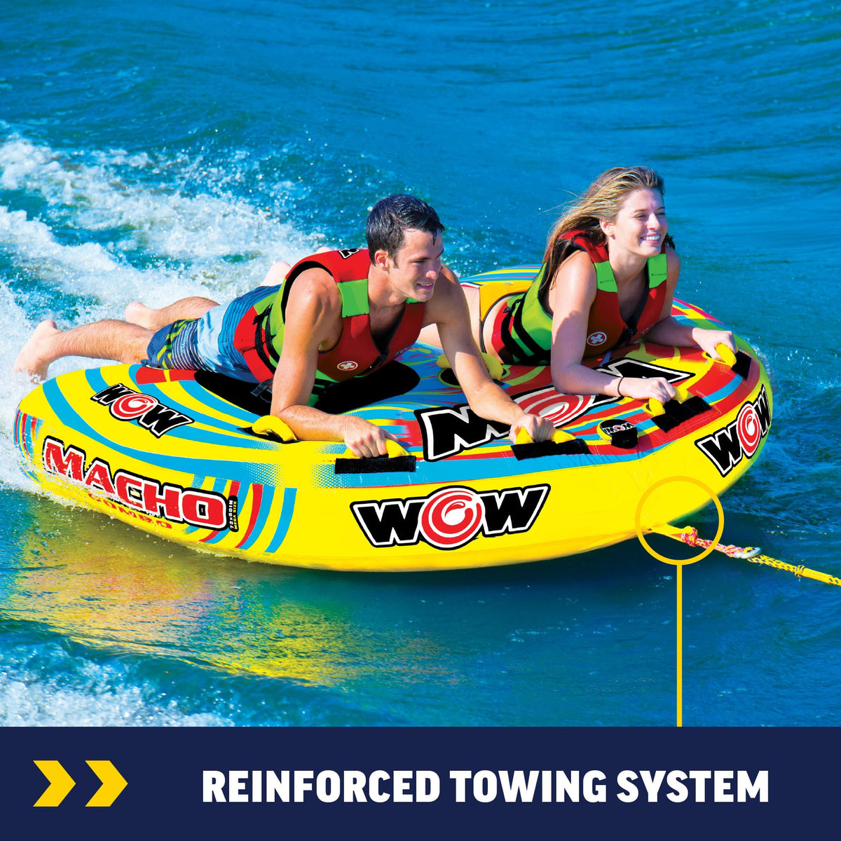 WOW SPORTS 16-1010 WOW Sports Macho Combo Towable Tubes for Boating, Accessories for Tubing, Water Tube for Boats - Double Seater 2 Person 340 lbs Capacity