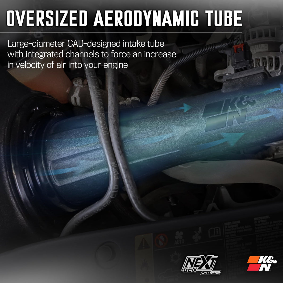 K&N FILTER 50-3082D K&N NextGen Cold Air Intake System: Dry-Flow Cotton Filter: Compatible with 2014-2020 CADILLAC/CHEVRLOET/GMC Escalade; Silverado 1500; Suburban; Tahoe; Sierra 1500; Yukon; Yukon XL; 50-3082D