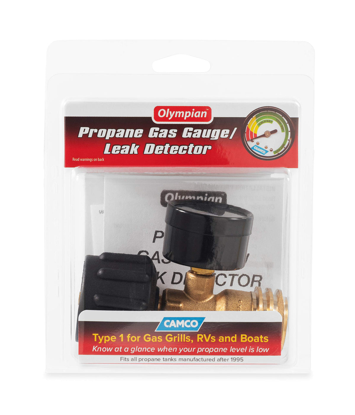 CAMCO 59023 Camco RV Propane Gauge and Leak Detector | Features Type 1 Connection for RVing, Boating, Gas Grills and More (59023)