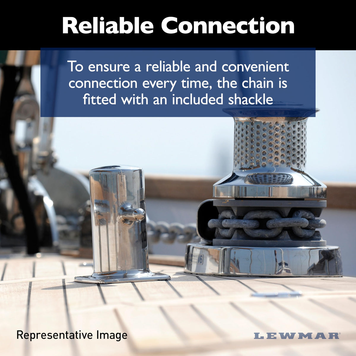 LEWMAR 69000334 Lewmar Boat Anchor Rode for Windlasses - 15' 1/4" G4 Chain, 200' 1/2" Rope with 5/16" Shackle, High-Test-Rated Galvanized Links, Hand-Sewn Whipping