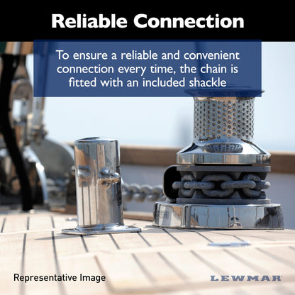 LEWMAR 69000334 Lewmar Boat Anchor Rode for Windlasses - 15' 1/4" G4 Chain, 200' 1/2" Rope with 5/16" Shackle, High-Test-Rated Galvanized Links, Hand-Sewn Whipping