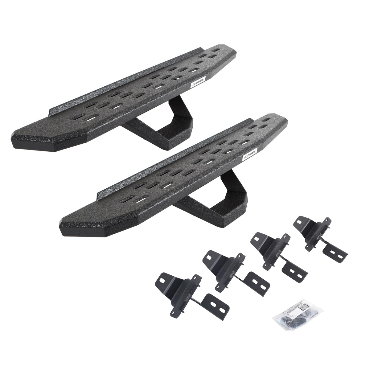 GO RHINO 6969274810T Go Rhino RB30 Running Boards, Brackets, & 1 Pair of Drop Steps | Galvanized Steel, Protective Bedliner Coating | 6969274810T | Fits 2018 - 2024 Jeep Wrangler JL, 2-Door
